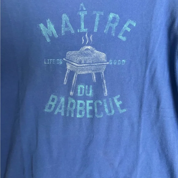 Life Is Good Men's Barbecue Tee Blue 100% Cotton - Picture 2 of 6